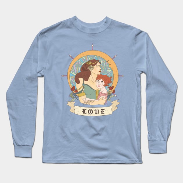 Mother and Child Art Nouveau Long Sleeve T-Shirt by Genesis